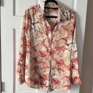 Floral Women's Blouse - Pink and Cream